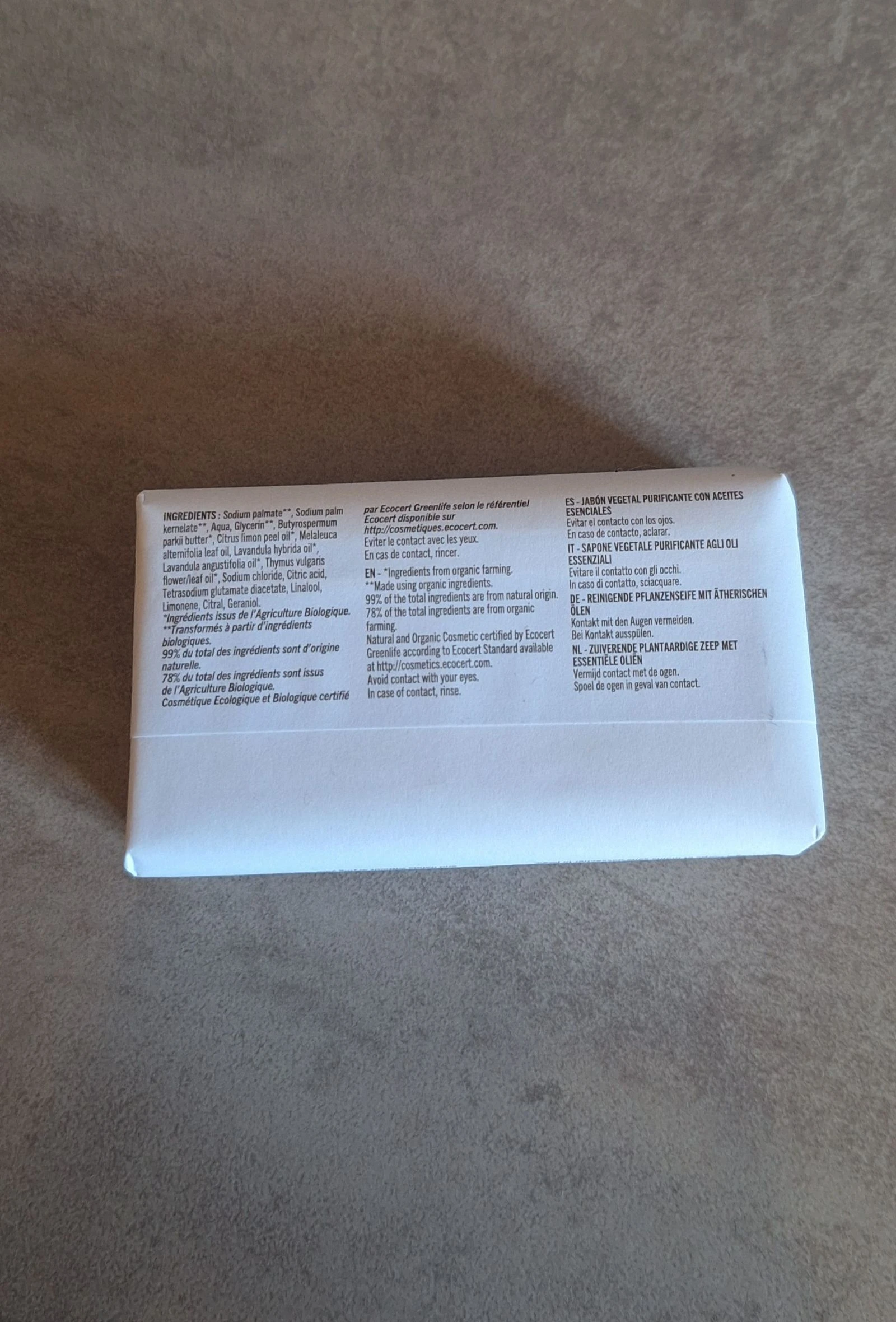 Jabón vegetal purificante con aceites esenciales Aroma-Zone 🩵 – photo 2